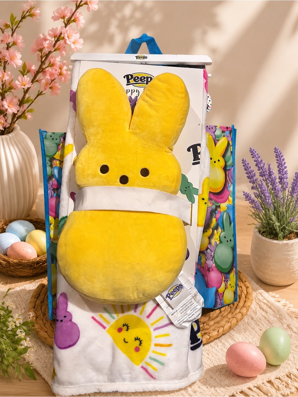 Peeps Yellow Bunny Plush & Blanket Set w/tote